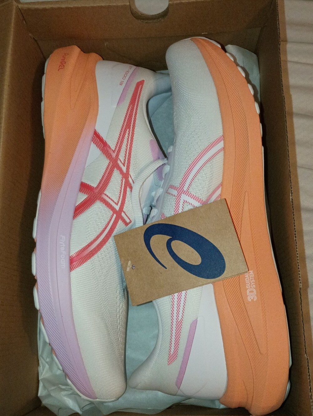 ASICS Women's Running Shoes - White with Coral & Lavender